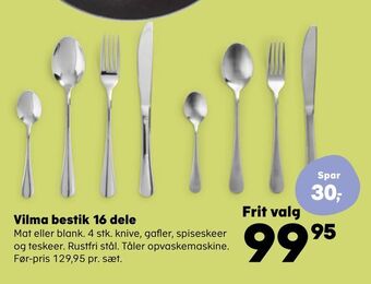 Kvickly Vilma bestik 16 dele tilbud