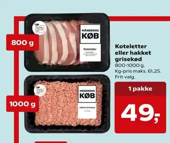 SuperBrugsen Koteletter eller hakket grisekød tilbud