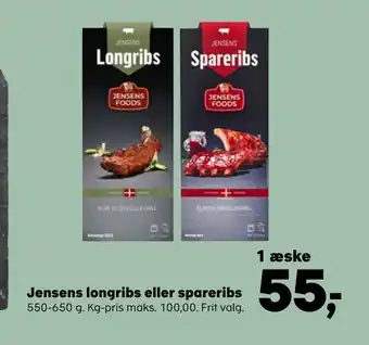 SuperBrugsen Jensens longribs eller spareribs tilbud