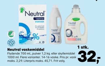SuperBrugsen Neutral vaskemiddel tilbud