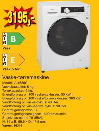 Harald Nyborg Wasco vaske-/tørremaskine tilbud
