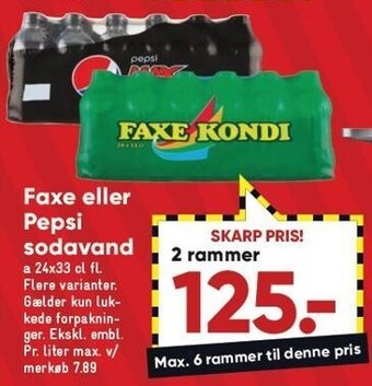 Bilka Faxe el. pepsi sodavand tilbud