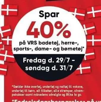 Bilka Spar 40% på vrs tøj tilbud