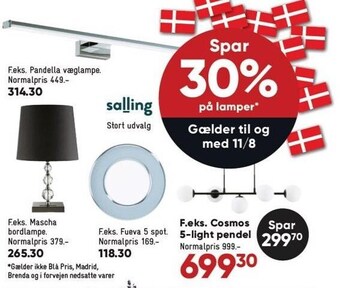Bilka Spar 30% på lamper tilbud