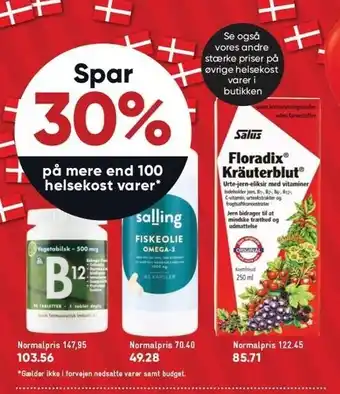 Bilka Spar 30% på mere end 100 helsekost varer tilbud