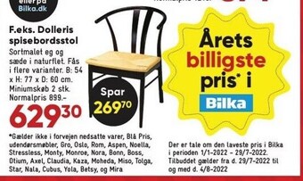 Bilka Dolleris spisebordsstol tilbud