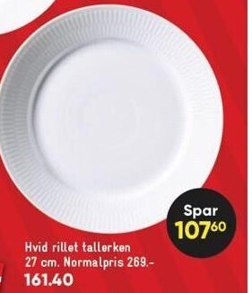 Hvid rillet tallerken