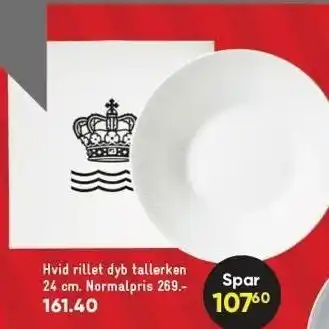 Hvid rillet dyb tallerken