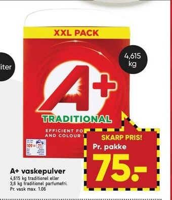 Bilka A+ vaskepulver tilbud