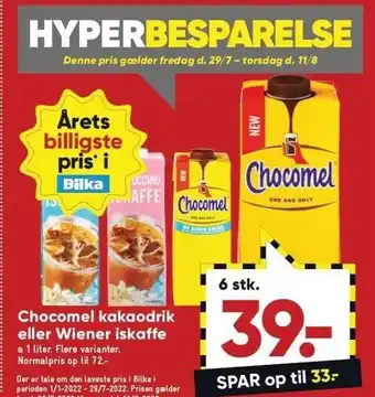 Bilka Chocomel kakaodrik el. wiener iskaffe - 6 stk. tilbud