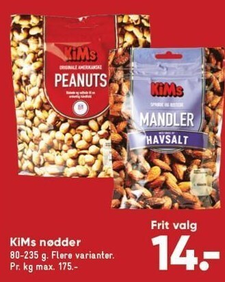 Bilka Kims nødder tilbud