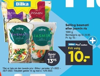 Bilka Basmati el. jasmin ris tilbud