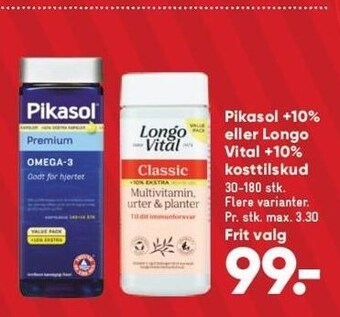 Bilka Pikasol +10% el. longo vital +10% kosttilskud tilbud
