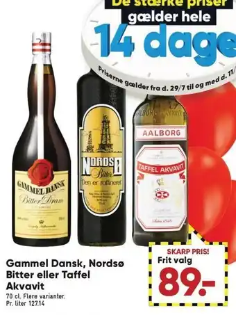 Bilka Gammel dansk, nordsø bitter el. taffel akvavit tilbud