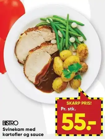 Bilka Svinekam med kartofler og sauce tilbud