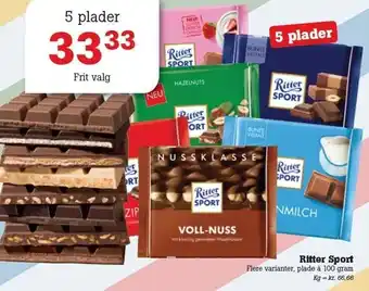 Poetzsch Padborg Ritter sport - 5 plader tilbud