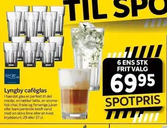 Din Isenkræmmer Lyngby caféglas 6 ens stk. tilbud