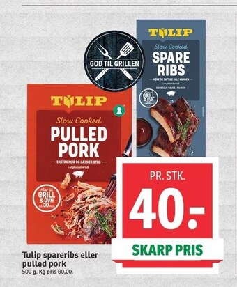 SPAR Tulip spareribs el. pulled pork tilbud