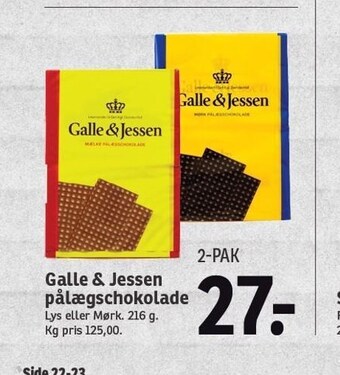 SPAR Galle & jessen pålægschokolade tilbud