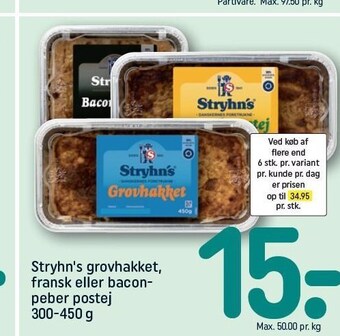 REMA 1000 Stryhn´s grovhakket, fransk el. bacon/peber postej tilbud