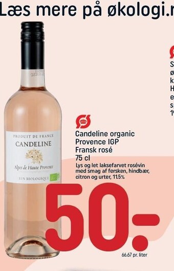 Candeline organic provence igp fransk rosevin 75 cl