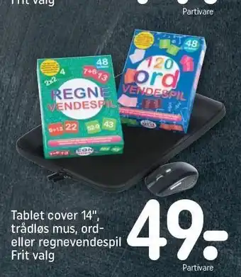REMA 1000 Tablet cover 14'' trådløs mus, ord el. regnevendespil tilbud