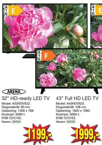 Arena 32" el. 43" led tv