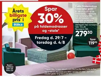 Bilka Foldemadras i rosa eller grøn tilbud