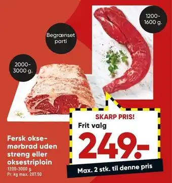 Bilka Fersk oksemørbrad uden streng eller oksestriploin tilbud