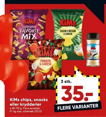 Bilka Kims chips, snacks eller krydderier tilbud