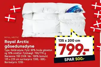 Bilka Royal arctic gåsedunsdyne tilbud