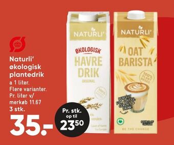Bilka Naturli' økologisk plantedrik tilbud