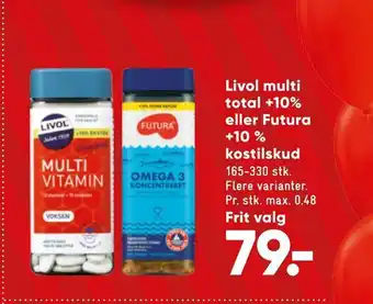Bilka Livol multi total +10% eller futura +10 % kostilskud tilbud