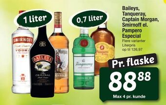 Fakta Tyskland Baileys, tanqueray, captain morgan, smirnoff el. pampero especial tilbud