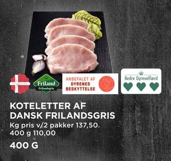 MENY Koteletter af dansk frilandsgris tilbud