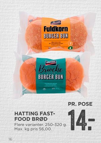 Hatting fastfood brød