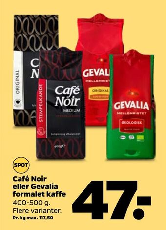 Netto Café noir eller gevalia formalet kaffe tilbud