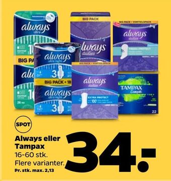 Netto Always eller tampax tilbud