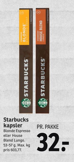 SPAR Starbucks kapsler tilbud