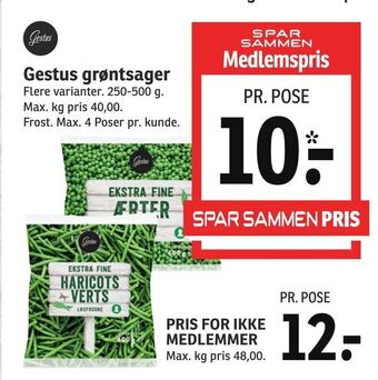 SPAR Gestus grøntsager tilbud