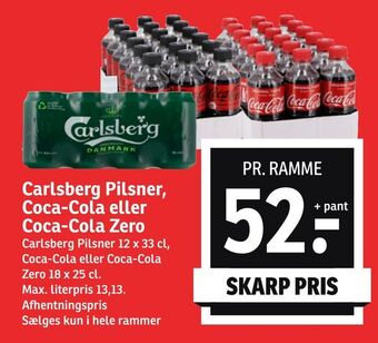 SPAR Carlsberg pilsner, coca-cola eller coca-cola zero tilbud