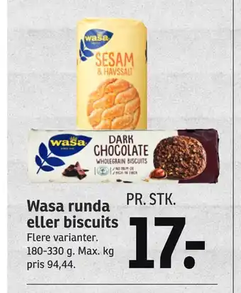 SPAR Wasa runda eller biscuits tilbud