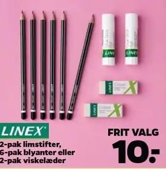 Netto 2-pak limstifter, 6-pak blyanter el. 2-pak viskelæder tilbud