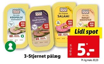 Lidl 3-stjernet pålæg tilbud