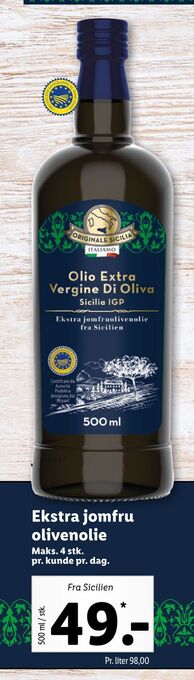 Lidl Ekstra jomfru olivenolie tilbud