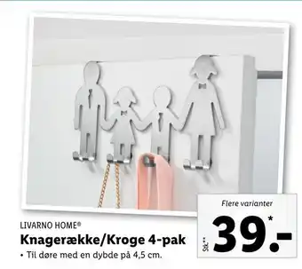 Knagerække/kroge 4-pak
