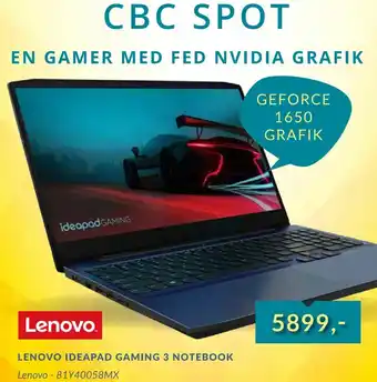 Tjdata Lenovo Ideapad Gaming 3 Notebook Lenovo- 81Y40058MX tilbud