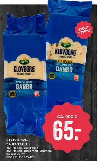 MENY Klovborg skæreost danbo mellemlagret 45+ tilbud