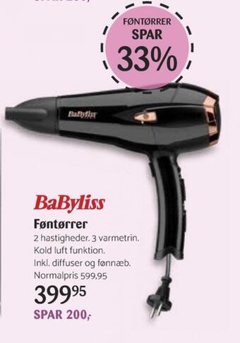 Kop & Kande Babyliss hårtørrer tilbud