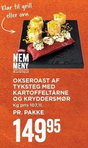 Okseroast af tyksteg m. kartoffeltårne og kryddersmør